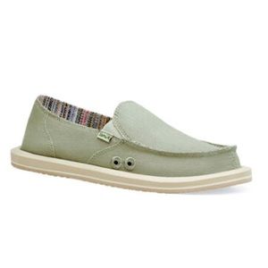 Sanuk Women's Shoes Donna Hemp Loafer Fabric Closed Toe, Olive Green, Size 8
